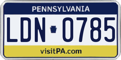 PA license plate LDN0785