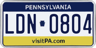 PA license plate LDN0804
