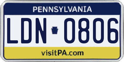 PA license plate LDN0806