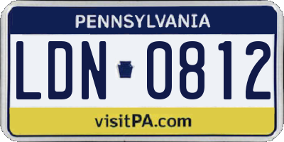 PA license plate LDN0812