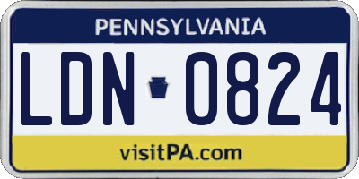 PA license plate LDN0824