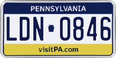 PA license plate LDN0846