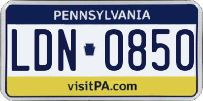 PA license plate LDN0850