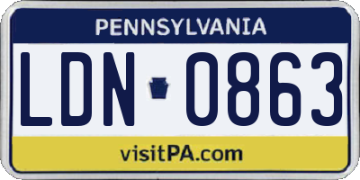 PA license plate LDN0863
