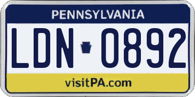 PA license plate LDN0892
