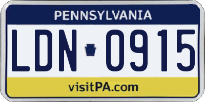 PA license plate LDN0915