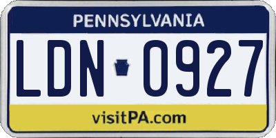 PA license plate LDN0927