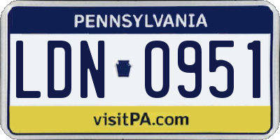 PA license plate LDN0951
