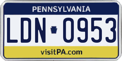 PA license plate LDN0953