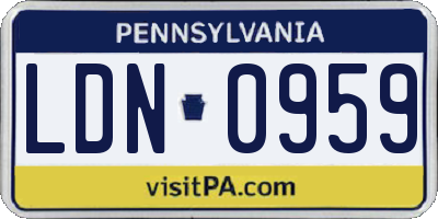 PA license plate LDN0959