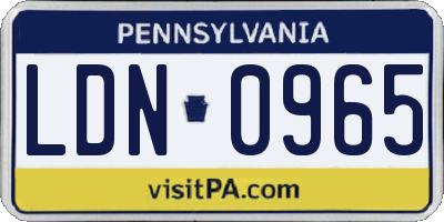 PA license plate LDN0965