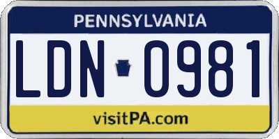 PA license plate LDN0981