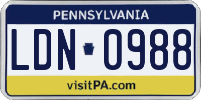 PA license plate LDN0988