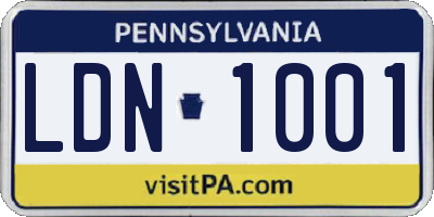 PA license plate LDN1001