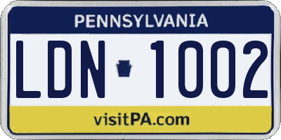 PA license plate LDN1002