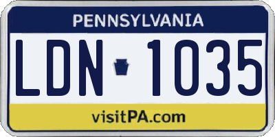 PA license plate LDN1035