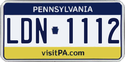 PA license plate LDN1112