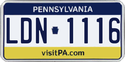 PA license plate LDN1116