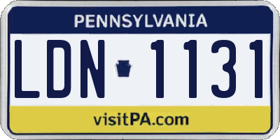 PA license plate LDN1131