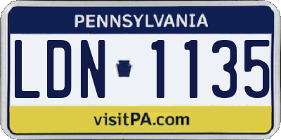 PA license plate LDN1135