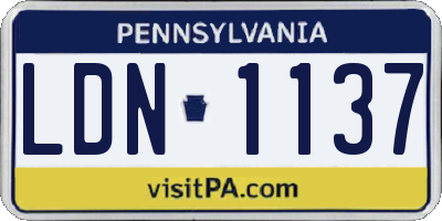 PA license plate LDN1137