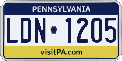 PA license plate LDN1205