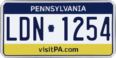 PA license plate LDN1254