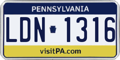 PA license plate LDN1316