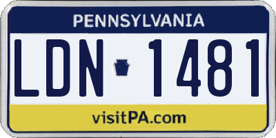 PA license plate LDN1481