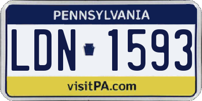 PA license plate LDN1593