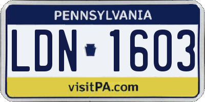PA license plate LDN1603