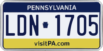 PA license plate LDN1705