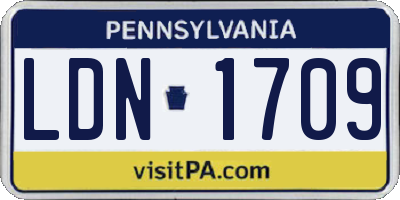 PA license plate LDN1709