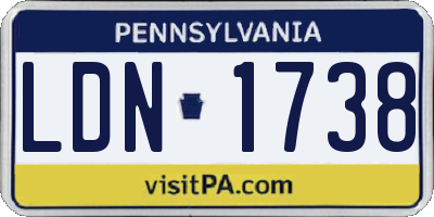 PA license plate LDN1738