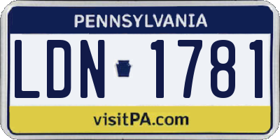 PA license plate LDN1781