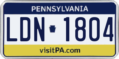 PA license plate LDN1804