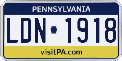 PA license plate LDN1918
