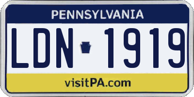 PA license plate LDN1919