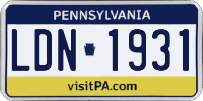 PA license plate LDN1931