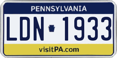 PA license plate LDN1933