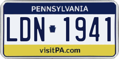 PA license plate LDN1941