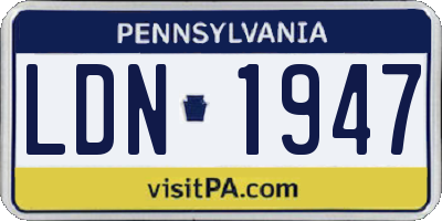 PA license plate LDN1947