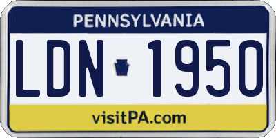 PA license plate LDN1950