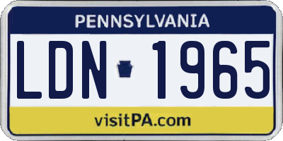 PA license plate LDN1965