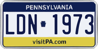 PA license plate LDN1973