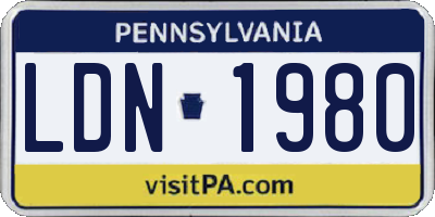 PA license plate LDN1980