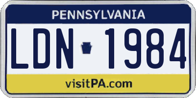 PA license plate LDN1984