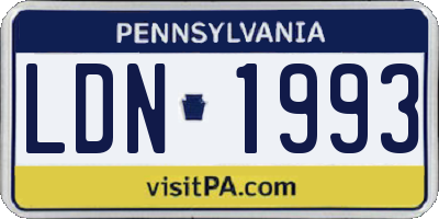 PA license plate LDN1993