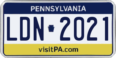 PA license plate LDN2021