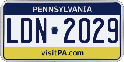 PA license plate LDN2029
